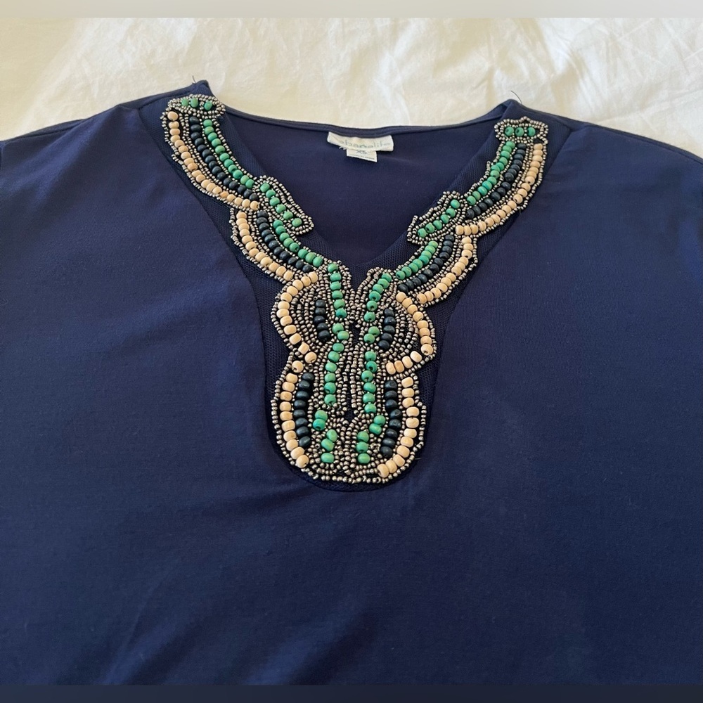 CABANA LIFE | Women’s SZ XS | Blue Beaded V Neck Cover Up Dress Resort Wear - Picture 10 of 10